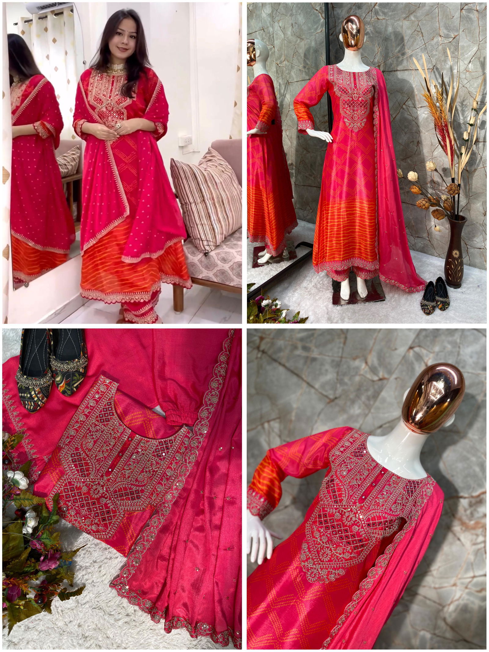LG 1879 Sequence Mirror Work Kurti With Bottom Dupatta Wholesale Shop In Surat